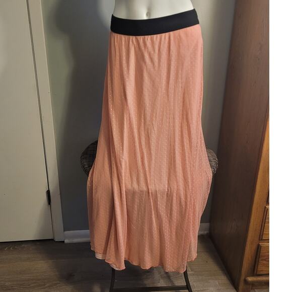 Ultra Long Pink Swiss Dot Mesh Maxi Skirt Layered Sheer Balletcore Fairycore S - Picture 1 of 8